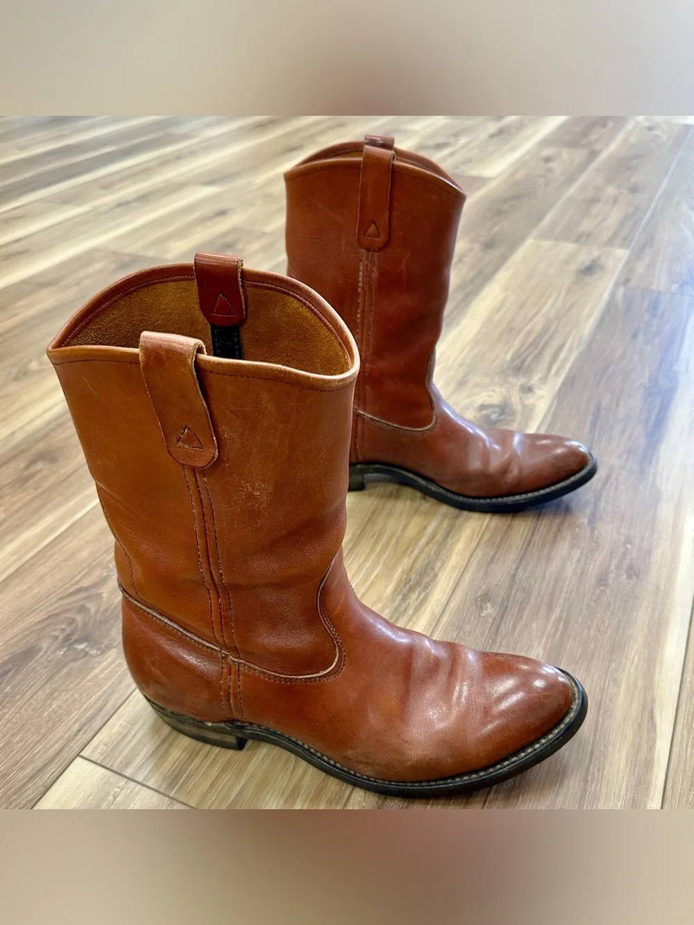 Vtg Cabela’s Chippewa Leather Cowboy Engineer Boots Brown 8308 USA Made, Size 10